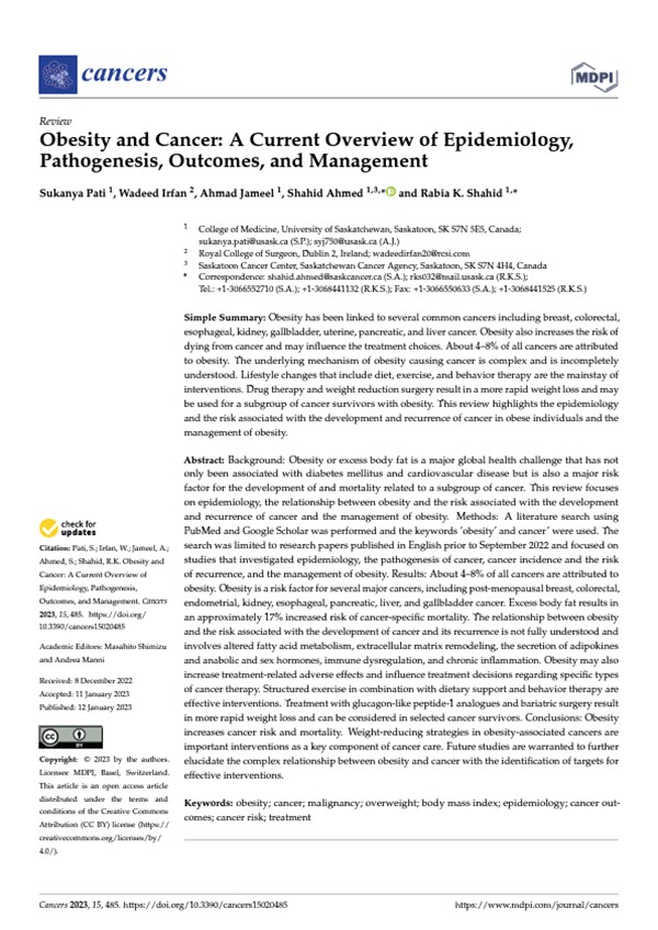 Obesity and Cancer: A Current Overview of Epidemiology, Pathogenesis, Outcomes, and Management