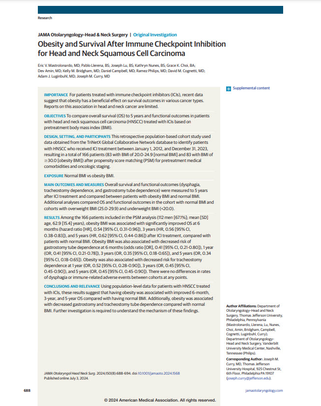 Obesity and Survival After Immune Checkpoint Inhibition